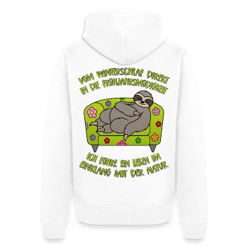 Sloth hibernating spring fatigue saying - Unisex Premium Organic Zip Hoodie - white - Back - Thijin (182cm)