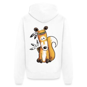 Fox américain indien avec robe en plumes Fun Cartoon Forest Animal - Veste à capuche bio Premium Unisexe - blanc - Dos - Thijin (182cm)