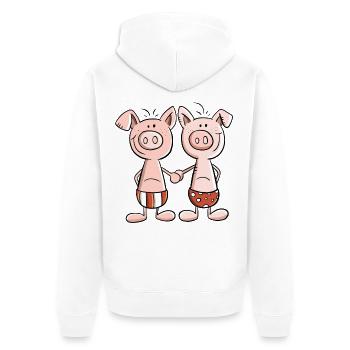 Meilleur cadeau d'amusement de jumeaux de porcs - Veste à capuche bio Premium Unisexe - blanc - Dos - Thijin (182cm)