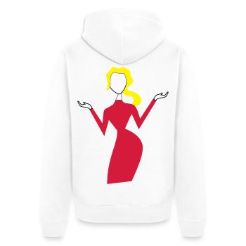 frau - Unisex Premium Bio Zip Hoodie - Weiß - Hinten - Thijin (182cm)
