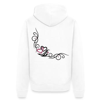 Zwei Herzen mit Tribal Tattoo Ornament - Unisex Premium Bio Zip Hoodie - Weiß - Hinten - Thijin (182cm)