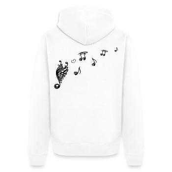 Note musicale avec des ailes et du cœur. - Veste à capuche bio Premium Unisexe - blanc - Dos - Thijin (182cm)