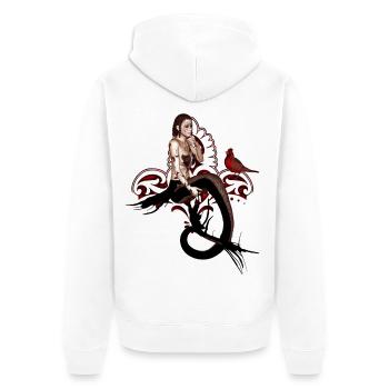 Magnifique sirène noire assise dans un arbre - Veste à capuche bio Premium Unisexe - blanc - Dos - Thijin (182cm)