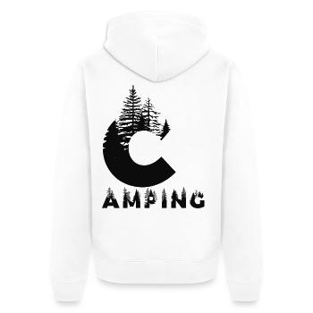 camping - Unisex Premium Organic Zip Hoodie - white - Back - Thijin (182cm)