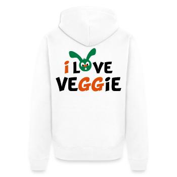 vegetarier - Unisex Premium Bio Zip Hoodie - Weiß - Hinten - Thijin (182cm)