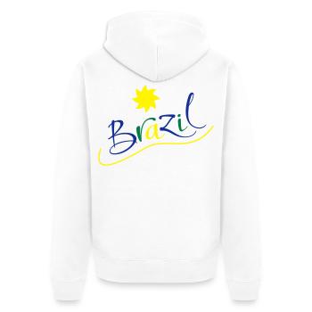 brasilien - Unisex Premium Bio Zip Hoodie - Weiß - Hinten - Thijin (182cm)