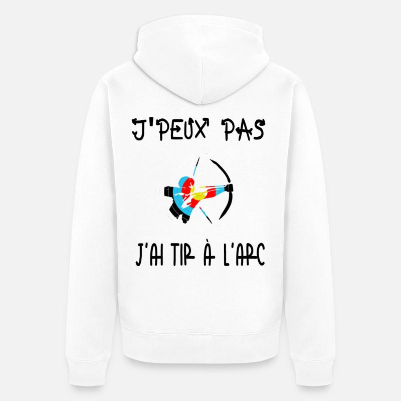 J'peux pas j'ai tir à l'arc - Veste à capuche bio Premium Unisexe - blanc
