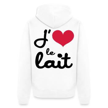 J'aime le lait - Bébé - Veste à capuche bio Premium Unisexe - blanc - Dos - Thijin (182cm)