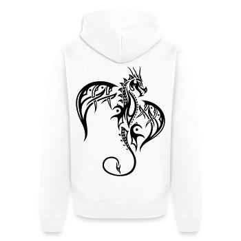 Fliegender Fantasy Drache - Unisex Premium Bio Zip Hoodie - Weiß - Hinten - Thijin (182cm)