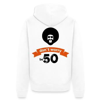 50 - Unisex Premium Organic Zip Hoodie - white - Back - Thijin (182cm)