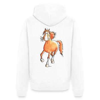 Niedliches Pferd - Pferde - Unisex Premium Bio Zip Hoodie - Weiß - Hinten - Thijin (182cm)