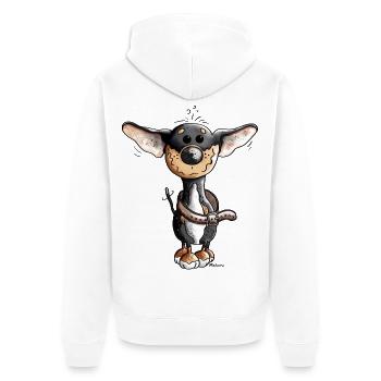 Fröhlicher Chihuahua - Hund - Unisex Premium Bio Zip Hoodie - Weiß - Hinten - Thijin (182cm)