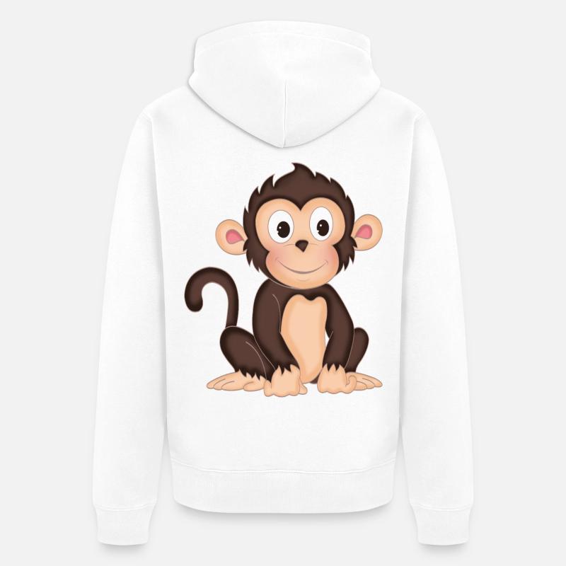 Singe - Singe mignon - design - Veste à capuche bio Premium Unisexe - blanc