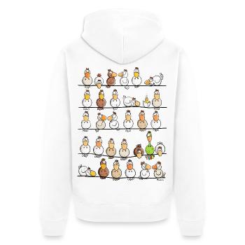 Hühner Farm - Unisex Premium Bio Zip Hoodie - Weiß - Hinten - Thijin (182cm)