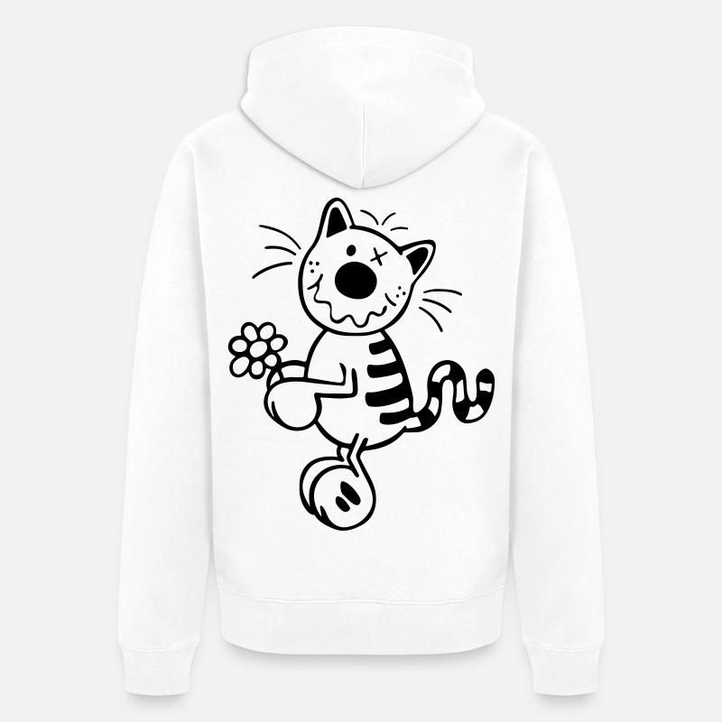 Chat avec la fleur - Veste à capuche bio Premium Unisexe - blanc