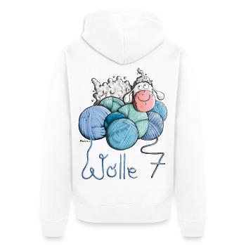 Schaf auf Wolle 7 - Unisex Premium Bio Zip Hoodie - Weiß - Hinten - Thijin (182cm)
