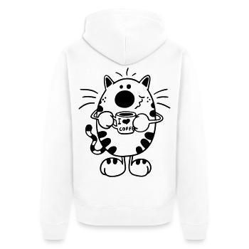 Chat avec café - Veste à capuche bio Premium Unisexe - blanc - Dos - Thijin (182cm)