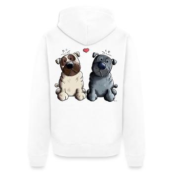 Lustige Möpse I Mops I Pug Love I Geschenk - Unisex Premium Bio Zip Hoodie - Weiß - Hinten - Thijin (182cm)