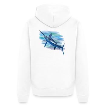 swordfish - Unisex Premium Organic Zip Hoodie - white - Back - Thijin (182cm)