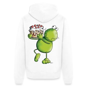 Grenouille avec gâteau - Veste à capuche bio Premium Unisexe - blanc - Dos - Thijin (182cm)
