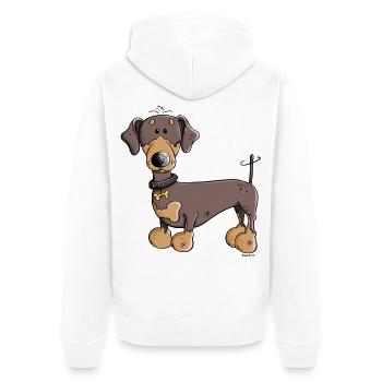 Dilia der Dackel - Unisex Premium Bio Zip Hoodie - Weiß - Hinten - Thijin (182cm)