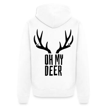 Oh My Deer Geweih Wortspiel Hirsch Humor - Unisex Premium Bio Zip Hoodie - Weiß - Hinten - Thijin (182cm)
