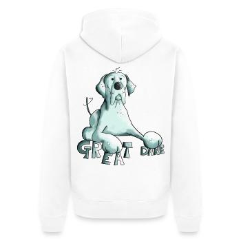Happy Great Dane Dog - Veste à capuche bio Premium Unisexe - blanc - Dos - Thijin (182cm)