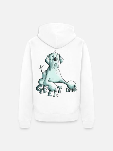 Happy Great Dane Dog - Unisex Premium Organic Zip Hoodie - white