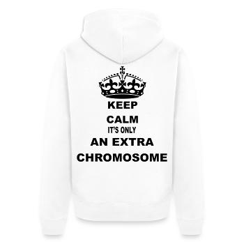 Beruhige dich, es ist nur ein zusätzliches Chromosom # - Unisex Premium Bio Zip Hoodie - Weiß - Hinten - Thijin (182cm)