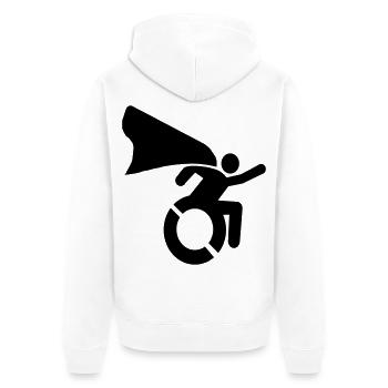 im Rollstuhl # - Unisex Premium Bio Zip Hoodie - Weiß - Hinten - Thijin (182cm)