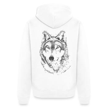 Wolf - Unisex Premium Organic Zip Hoodie - white - Back - Thijin (182cm)