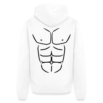 Sixpack Six pack Abs - Unisex Premium Bio Zip Hoodie - Weiß - Hinten - Thijin (182cm)