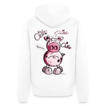 Oink Schweinchen Oink - Unisex Premium Bio Zip Hoodie - Weiß - Hinten - Thijin (182cm)