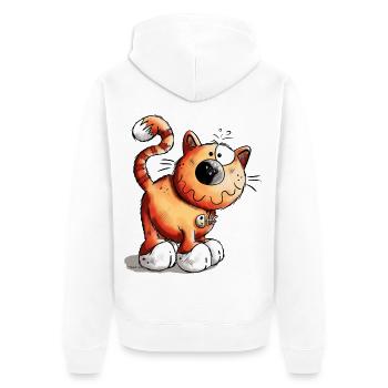 Drôle Chat - Veste à capuche bio Premium Unisexe - blanc - Dos - Thijin (182cm)