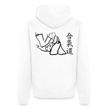aikido - Unisex Premium Organic Zip Hoodie - white - Back - Thijin (182cm)