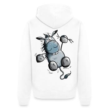 Esel hängt ab - Unisex Premium Bio Zip Hoodie - Weiß - Hinten - Thijin (182cm)