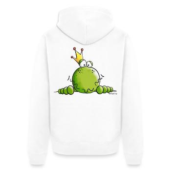 Frosch mit Krone - Unisex Premium Bio Zip Hoodie - Weiß - Hinten - Thijin (182cm)