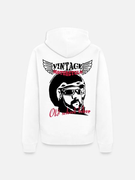 Old Biker Motorcycle 1 - Unisex Premium Bio Zip Hoodie - Weiß