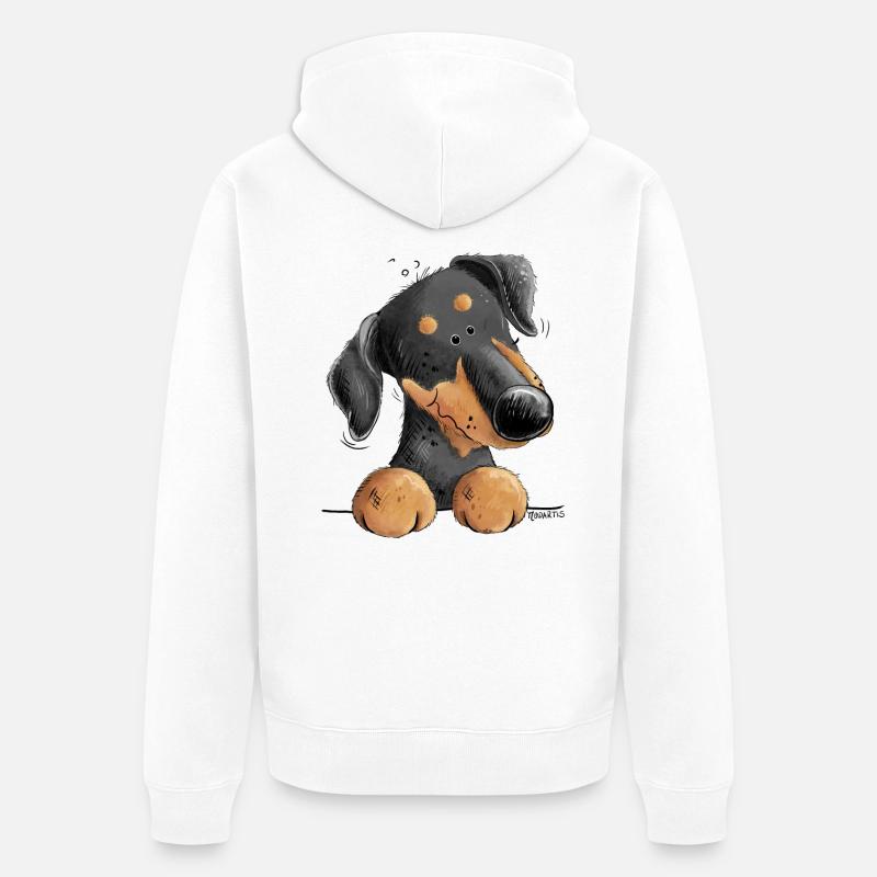 Lustiger Dobermann Oder Pinscher I Hund Comic - Unisex Premium Bio Zip Hoodie - Weiß