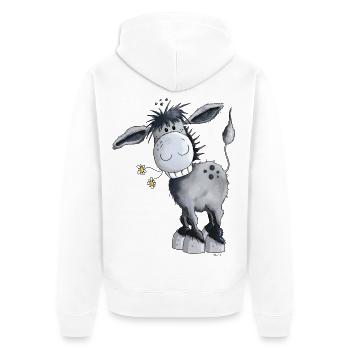 Knuffiger Esel - Unisex Premium Bio Zip Hoodie - Weiß - Hinten - Thijin (182cm)
