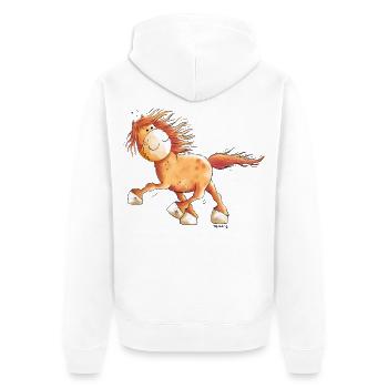 Flotter Isländer Im Rennpass - Unisex Premium Bio Zip Hoodie - Weiß - Hinten - Thijin (182cm)