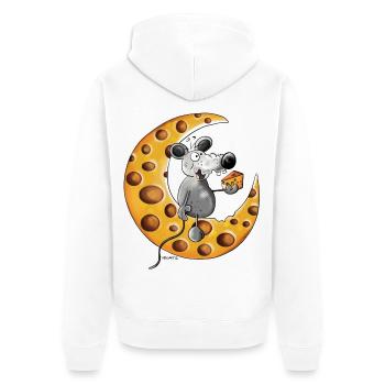 The Mouse Love Cheese - Unisex Premium Organic Zip Hoodie - white - Back - Thijin (182cm)