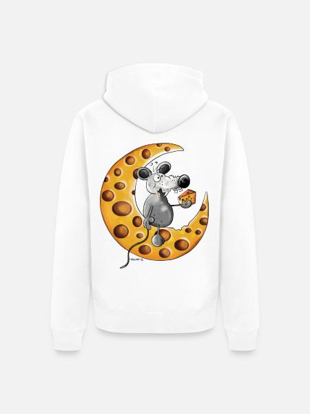 The Mouse Love Cheese - Unisex Premium Organic Zip Hoodie - white