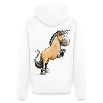 Funny Fjord Horse - Unisex Premium Organic Zip Hoodie - white - Back - Thijin (182cm)