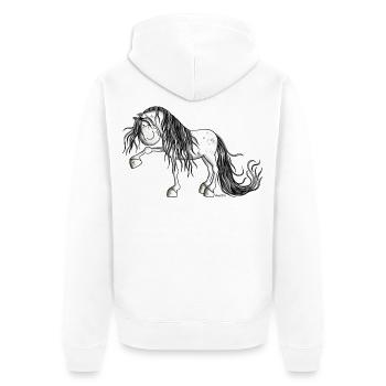 Lustiger Andalusier - Unisex Premium Bio Zip Hoodie - Weiß - Hinten - Thijin (182cm)