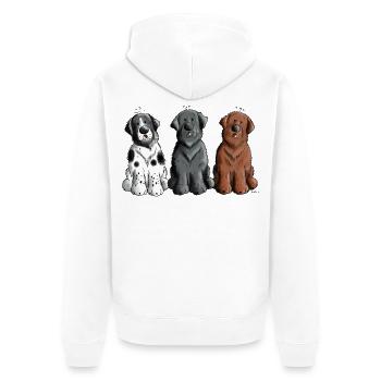 Neufundländer Trio - Unisex Premium Bio Zip Hoodie - Weiß - Hinten - Thijin (182cm)