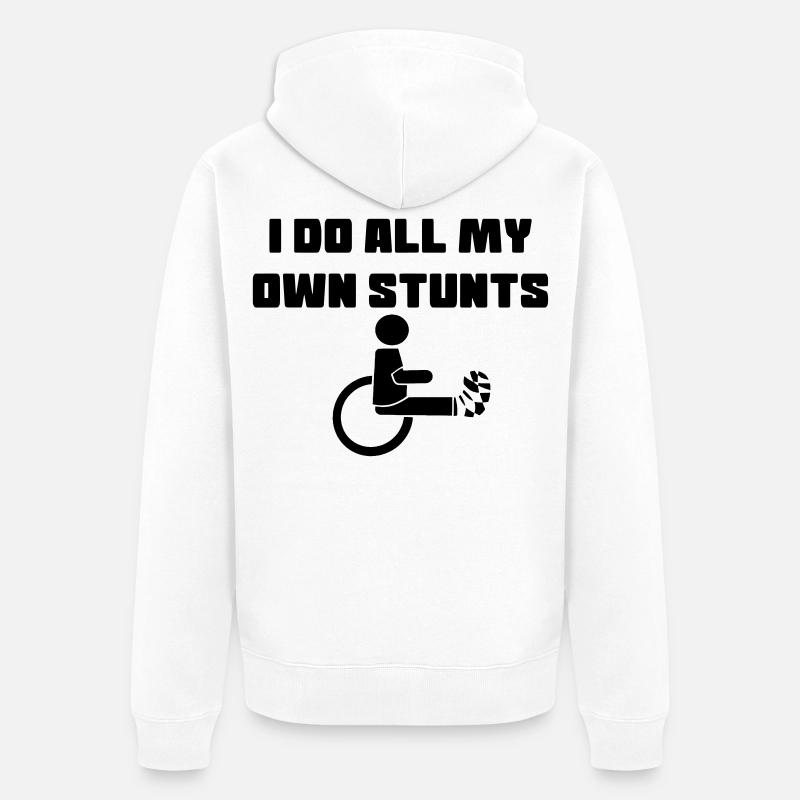 Rollstuhlfahrer mit Bein in Gips # - Unisex Premium Bio Zip Hoodie - Weiß