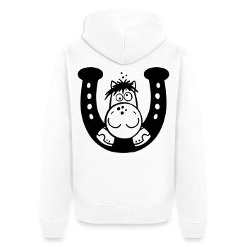 Pferd auf Hufeisen - Unisex Premium Bio Zip Hoodie - Weiß - Hinten - Thijin (182cm)