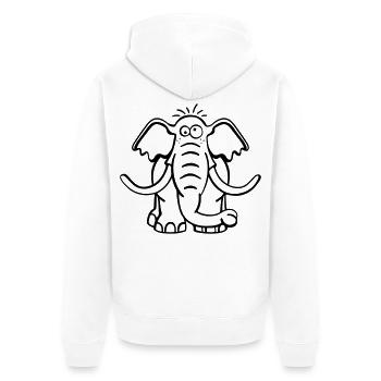 Großer Elefant - Unisex Premium Bio Zip Hoodie - Weiß - Hinten - Thijin (182cm)