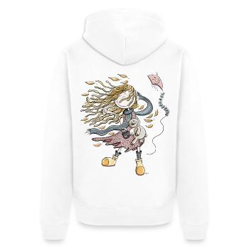 Happy Girl in the Autumn Wind I Autumn - Unisex Premium Organic Zip Hoodie - white - Back - Thijin (182cm)